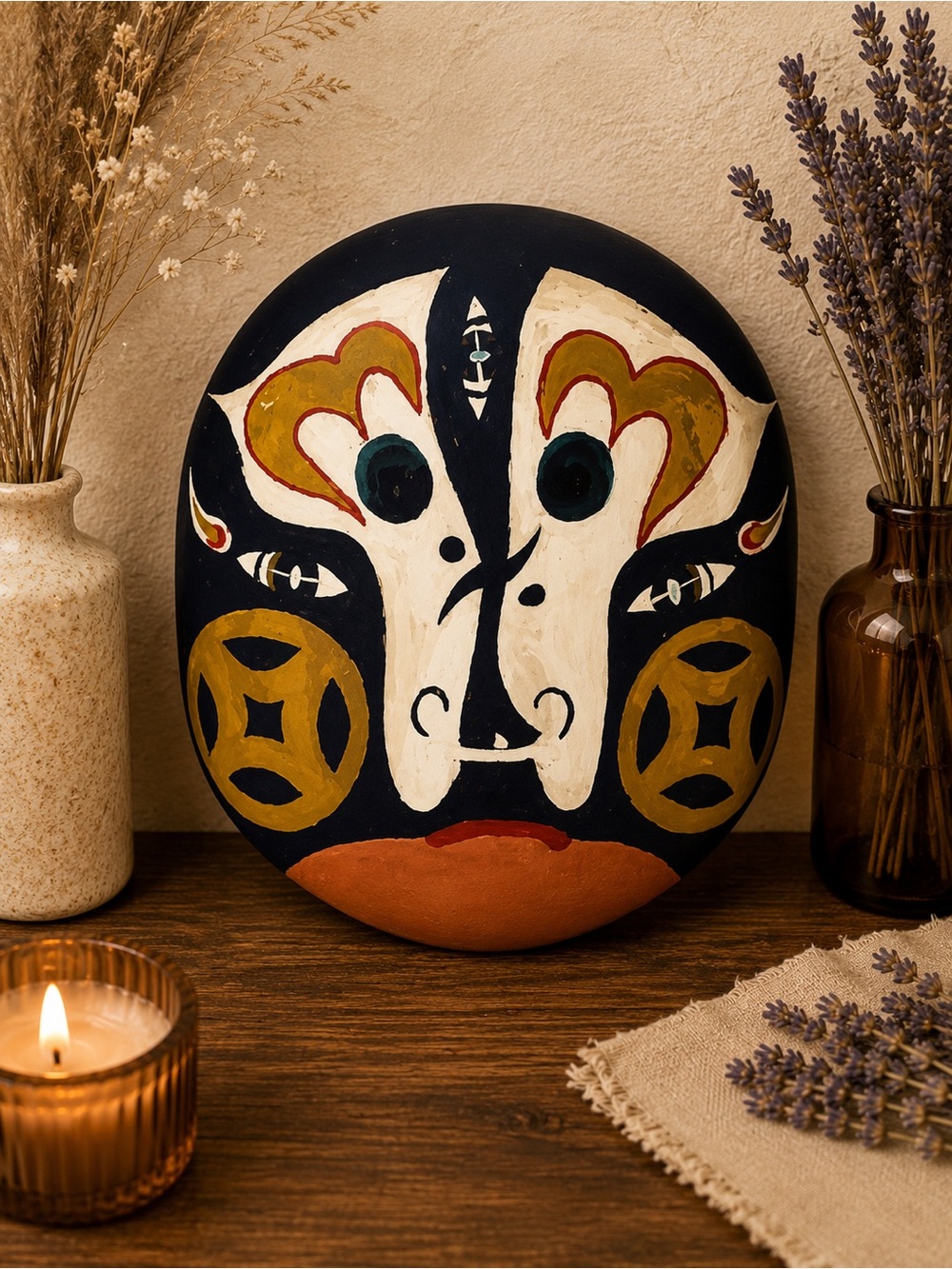 Peking Opera Pottery Face Mask Art Decor